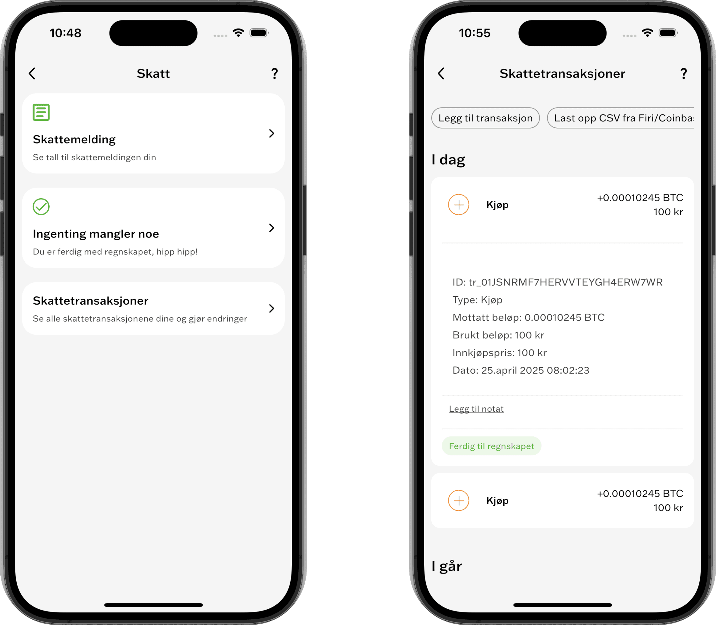 Bare Bitcoin-appen gjelder deg med å regne ut riktige tall til skattemeldingen din